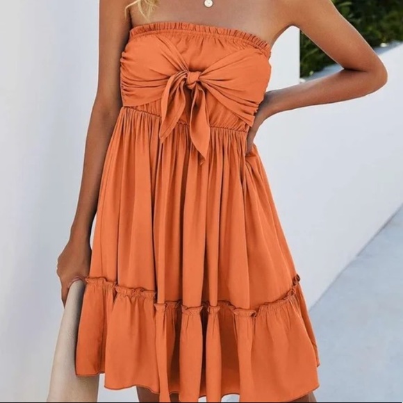 Boho Tie Front Ruffle Mini Dress - Picture 9 of 9